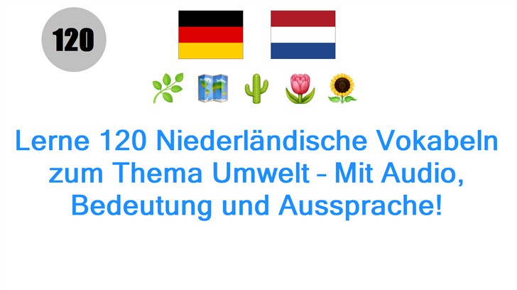 Lerne 120 Niederländische Vokabeln zum Thema Umwelt – Mit Audio, Bedeutung und Aussprache!